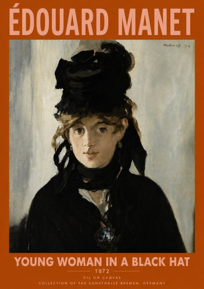Édouard Manet Young Woman in a Black Hat I No6 - Juliste