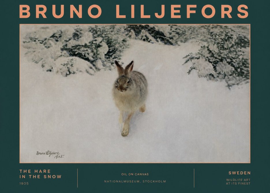 Bruno Liljefors The Hare in the Snow No2 - Juliste