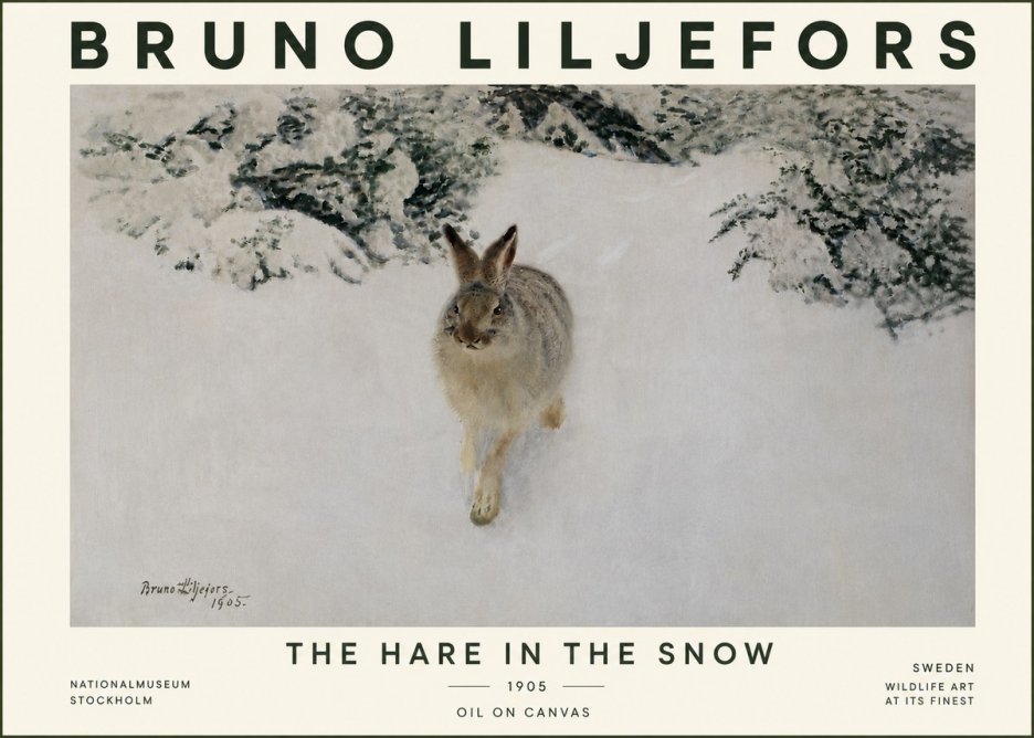 Bruno Liljefors The Hare in the Snow No5 - Juliste
