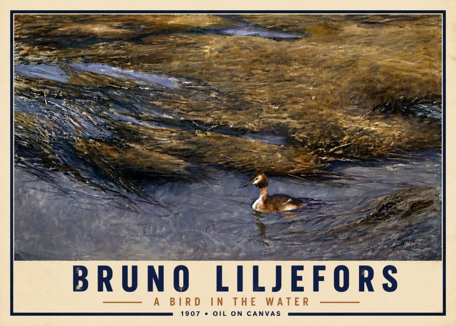 Bruno Liljefors A Bird in the Water No5 - Juliste