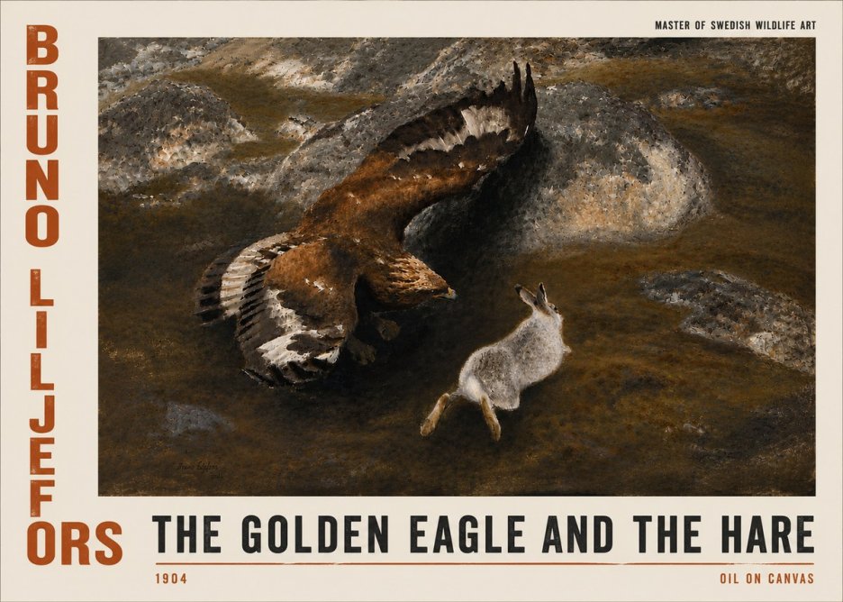Bruno Liljefors The Golden Eagle and the Hare, 1904 No4 - Juliste