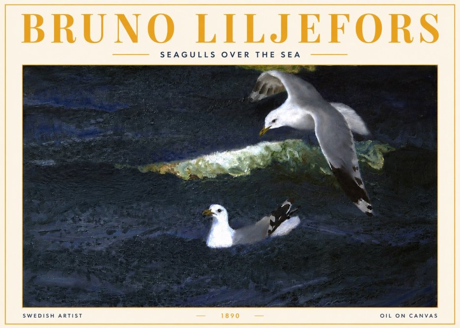 Bruno Liljefors Seagulls over the Sea No3 - Juliste