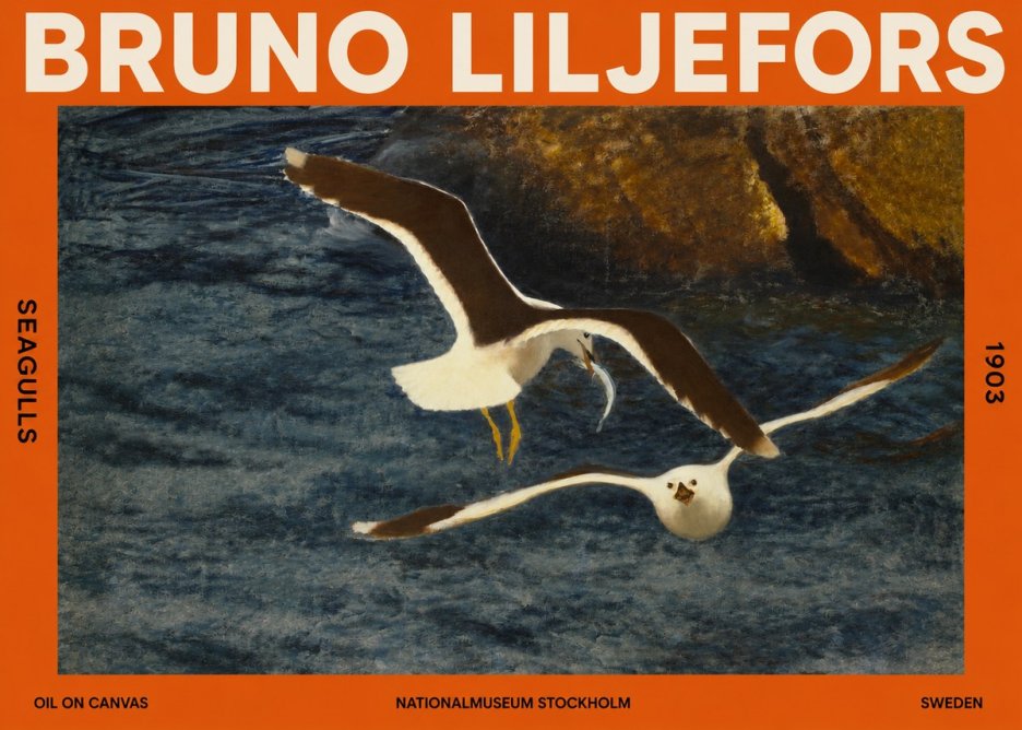Bruno Liljefors Seagulls No2 - Juliste