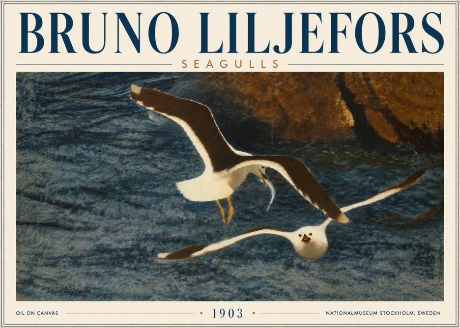Bruno Liljefors Seagulls No6 - Juliste
