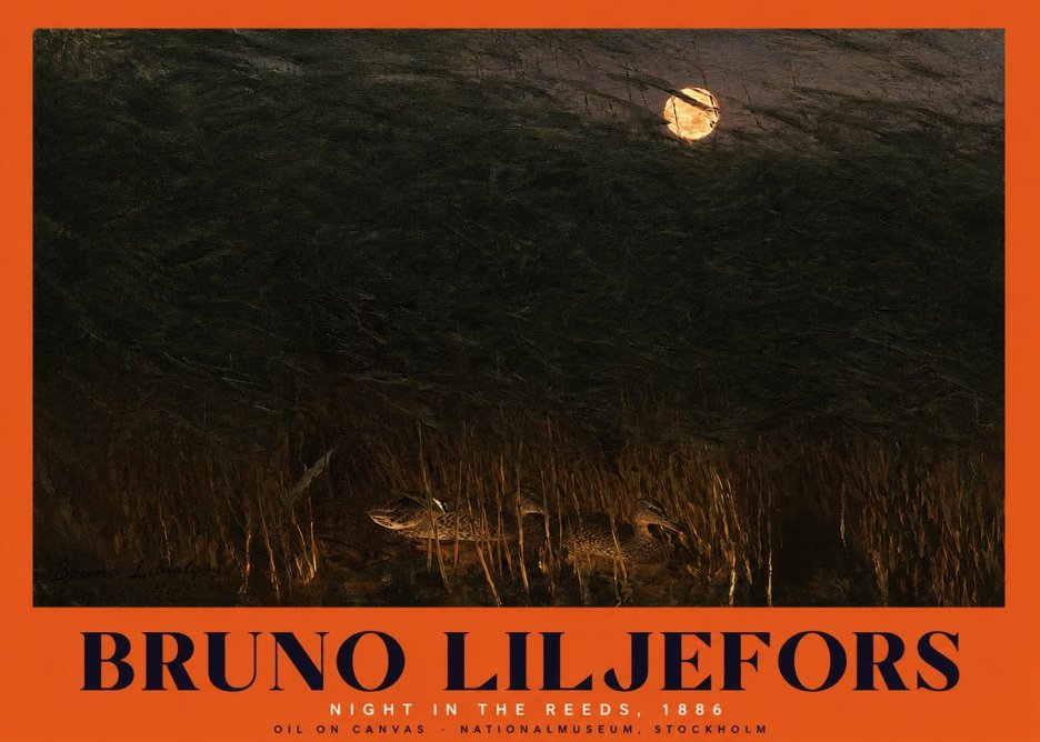 Bruno Liljefors Night in the Reeds No2 - Juliste