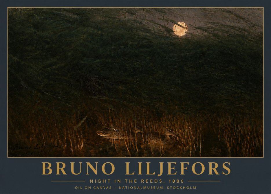 Bruno Liljefors Night in the Reeds No5 - Juliste