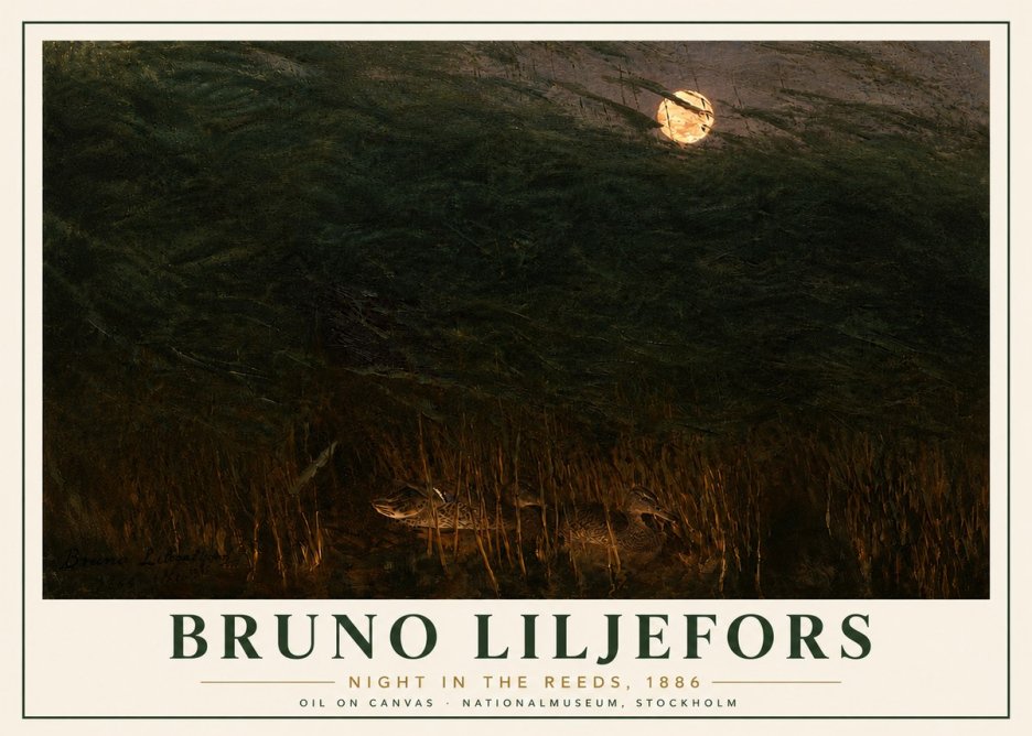 Bruno Liljefors Night in the Reeds No6 - Juliste