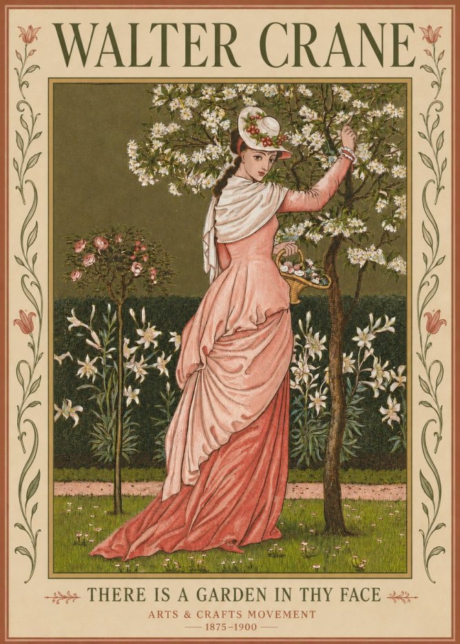 Walter Crane There Is a Garden in Thy Face I No3 - Juliste