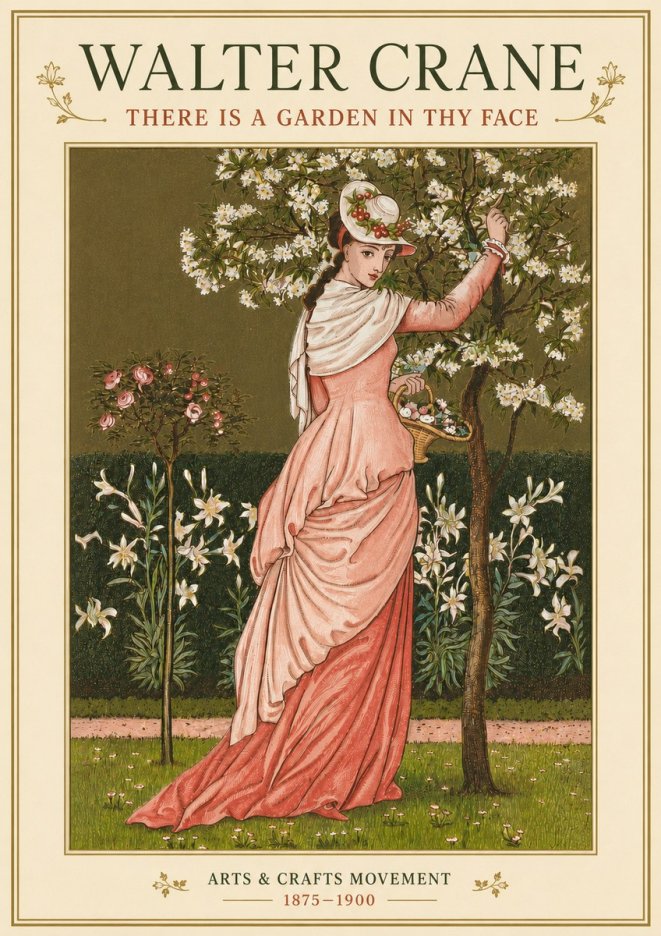 Walter Crane There Is a Garden in Thy Face I No4 - Juliste
