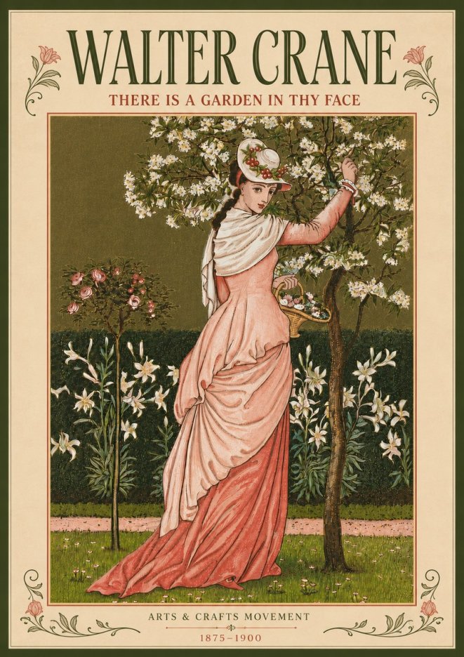 Walter Crane There Is a Garden in Thy Face I No5 - Juliste