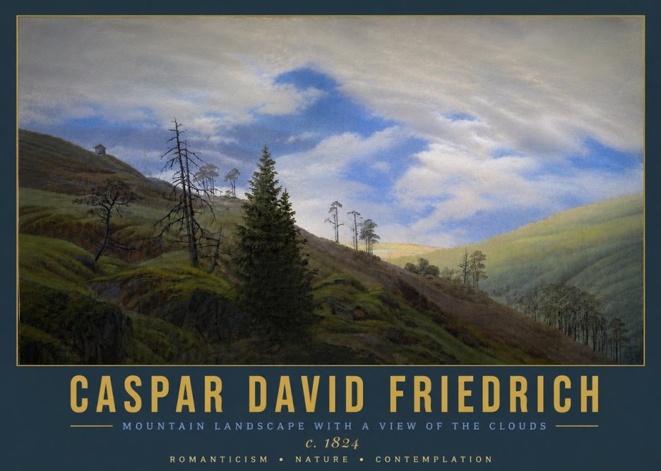 Caspar David Friedrich Mountain Landscape with a View of the Clouds No5 - Juliste