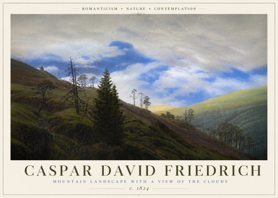 Caspar David Friedrich Mountain Landscape with a View of the Clouds No6 - Juliste