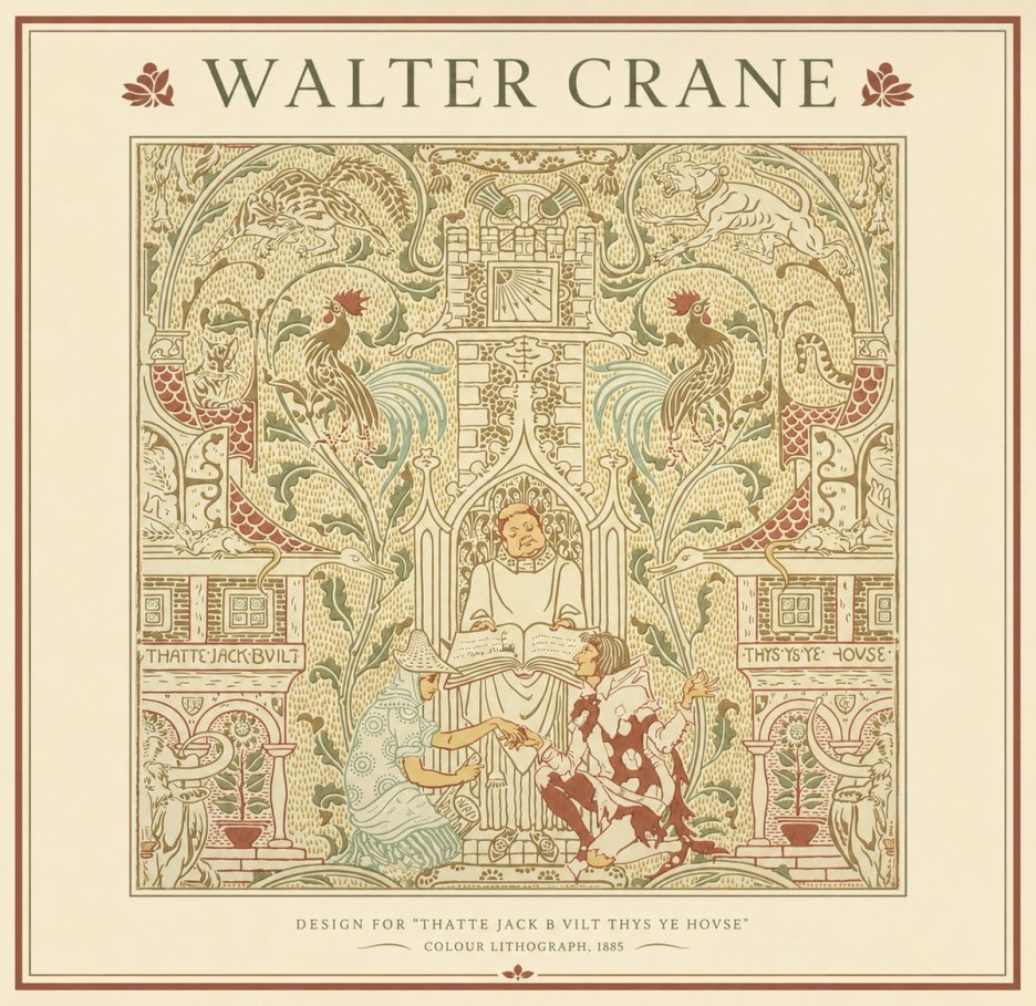 Walter Crane Design for "Thatte Jack B Vilt Thys Ye Hovse" No1 - Juliste