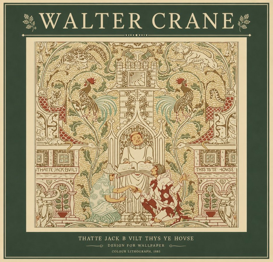 Walter Crane Design for "Thatte Jack B Vilt Thys Ye Hovse" No2 - Juliste