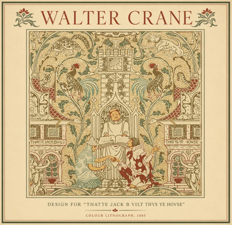 Walter Crane Design for "Thatte Jack B Vilt Thys Ye Hovse" No4 - Juliste