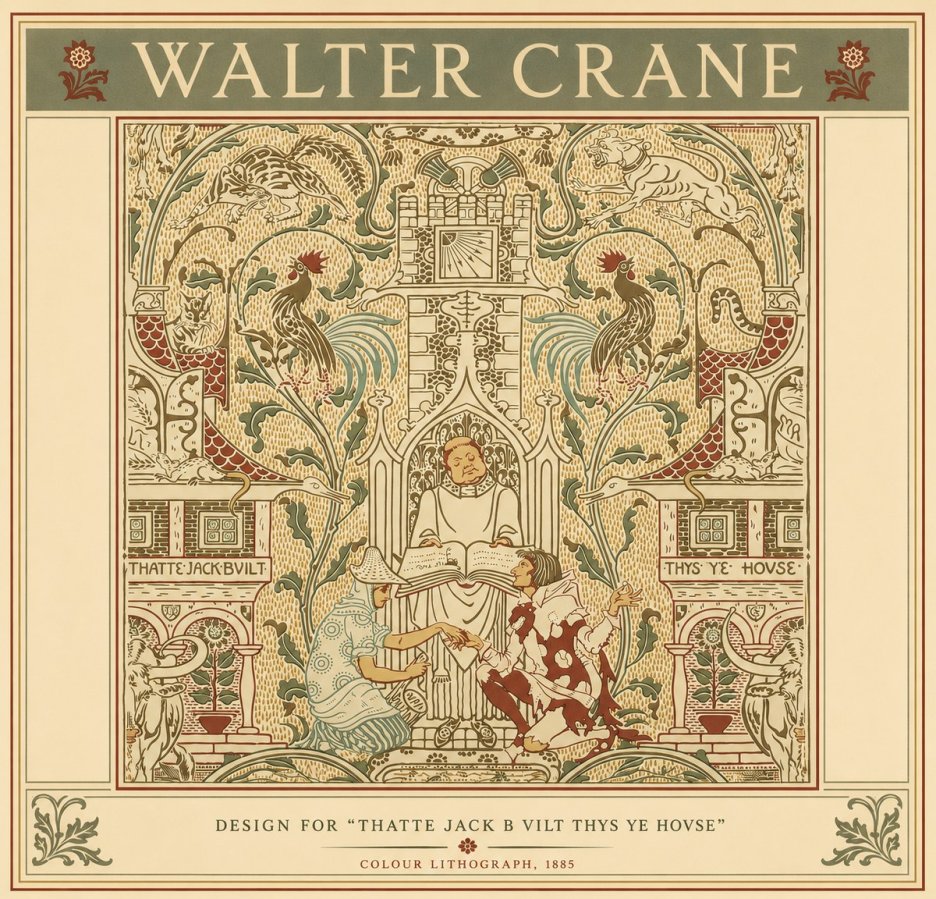 Walter Crane Design for "Thatte Jack B Vilt Thys Ye Hovse" No6 - Juliste