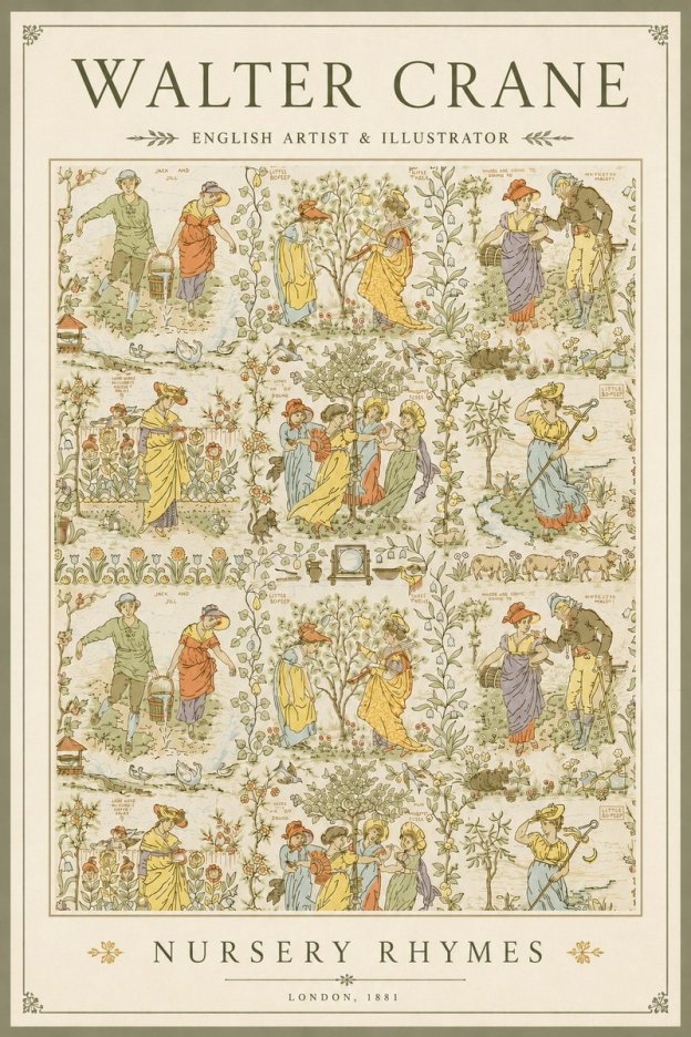 Walter Crane Nursery Rhymes No3 - Juliste