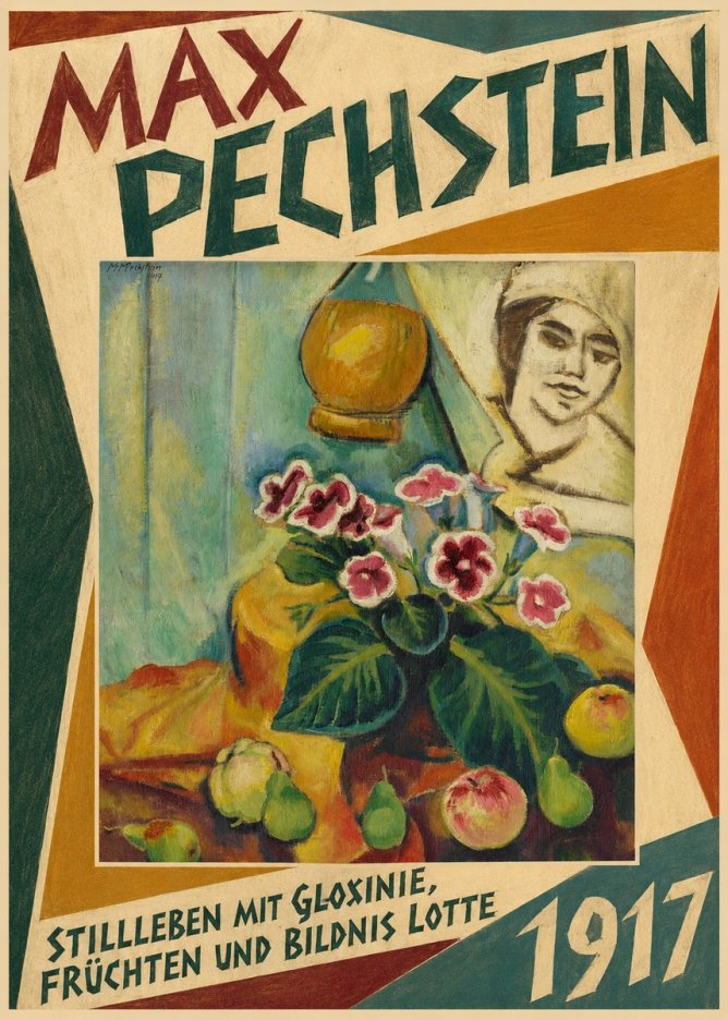 Max Pechstein Stillleben Mit Gloxinie, Früchten Und Bildnis Lotte No5 - Juliste