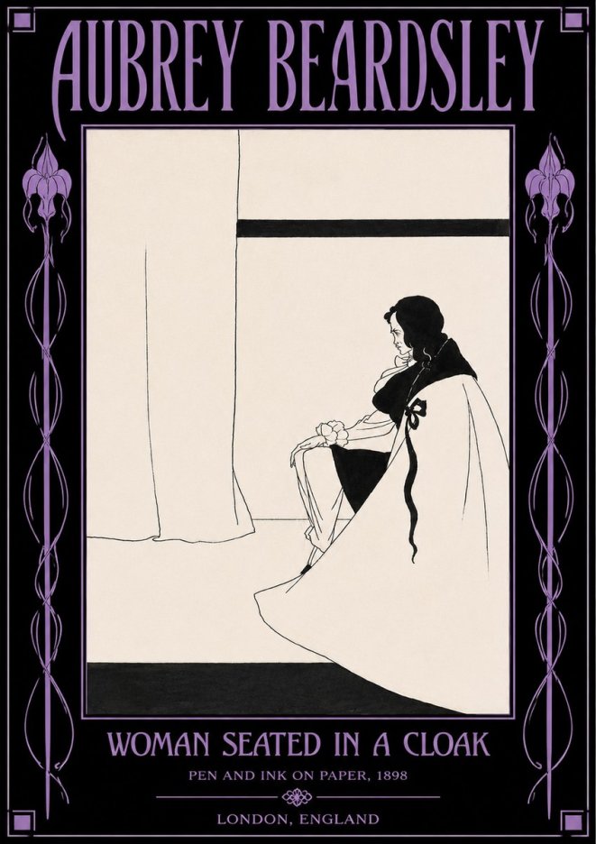 Aubrey Beardsley Woman Seated in a Cloak No4 - Juliste