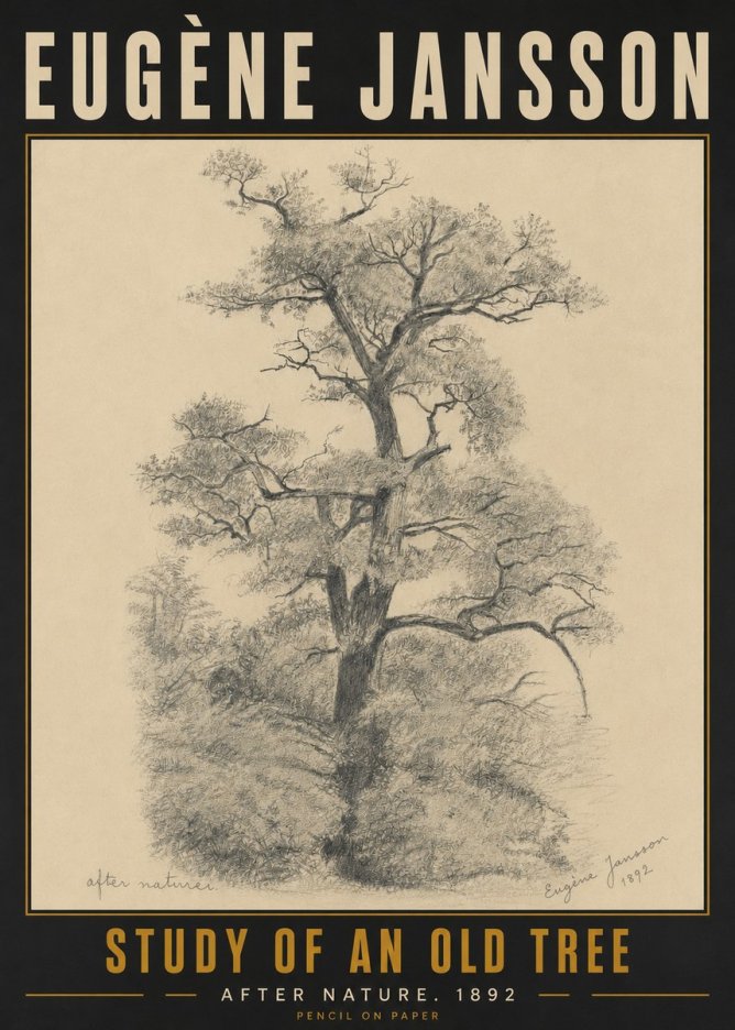 Eugène Jansson Study of an Old Tree No5 - Juliste