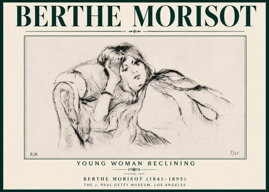 Berthe Morisot Young Woman Reclining I No6 - Juliste
