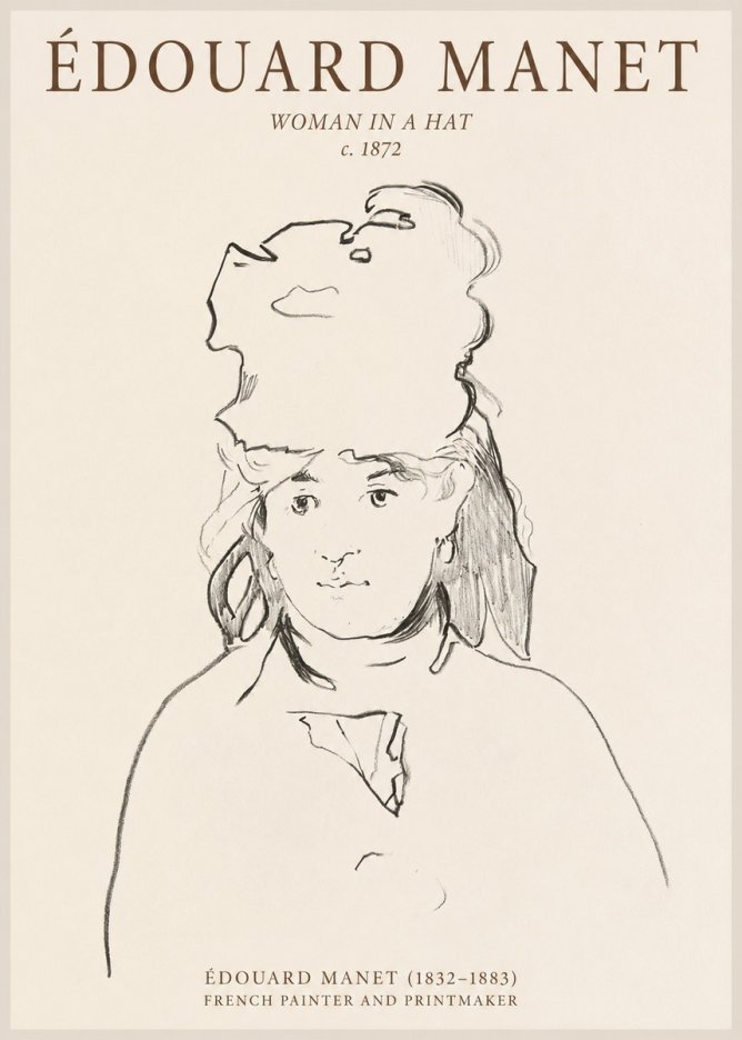 Édouard Manet Woman in a Hat No1 - Juliste