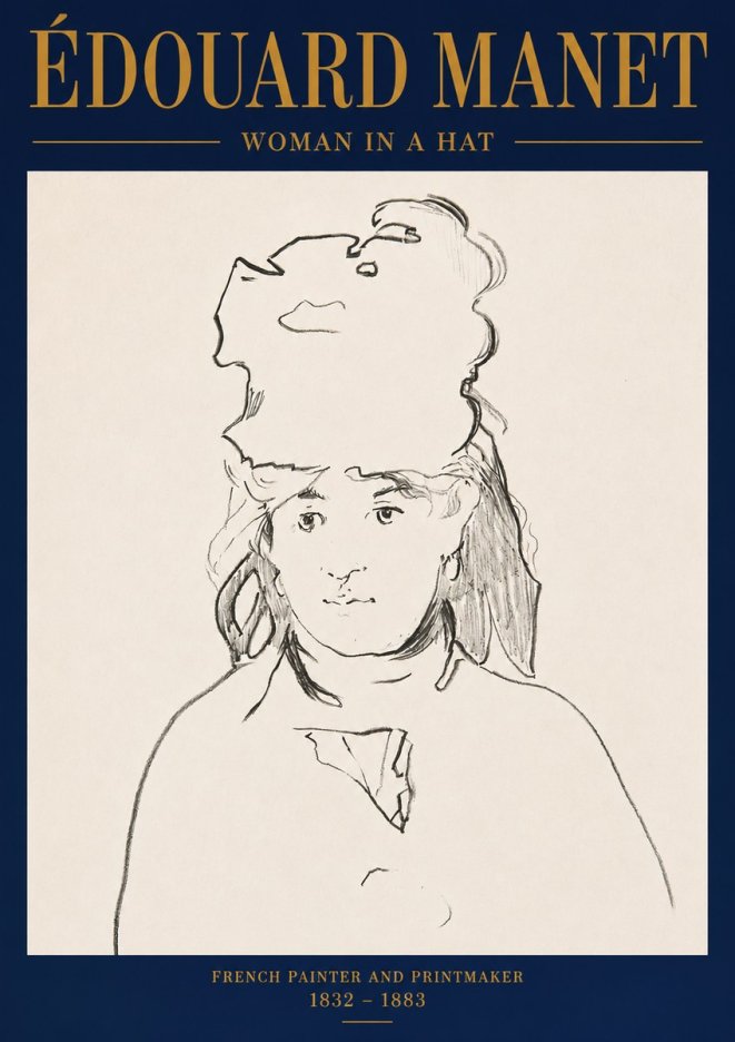 Édouard Manet Woman in a Hat No3 - Juliste