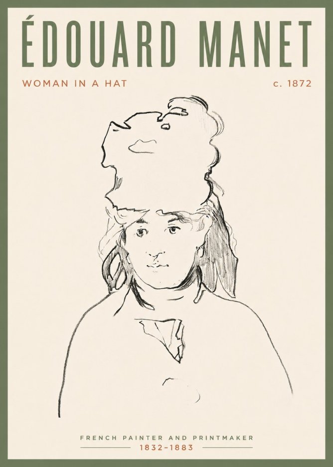 Édouard Manet Woman in a Hat No4 - Juliste