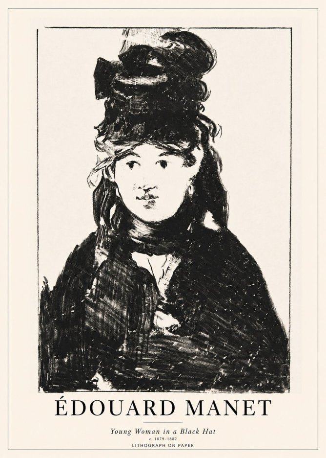 Édouard Manet Young Woman in a Black Hat II No1 - Juliste
