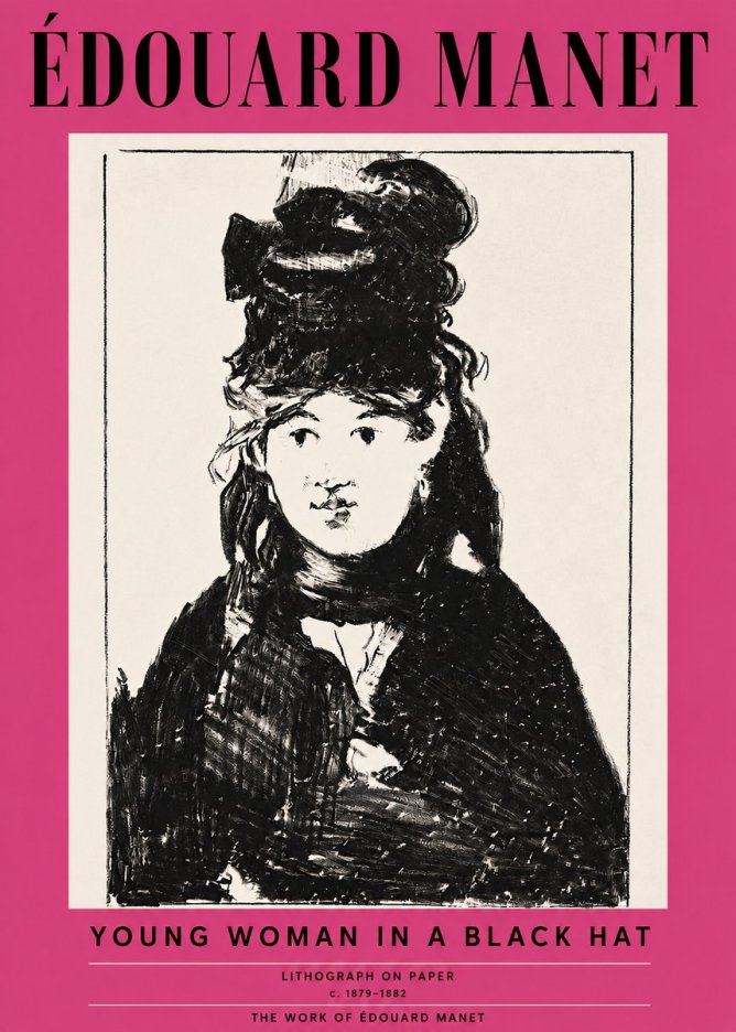 Édouard Manet Young Woman in a Black Hat II No3 - Juliste