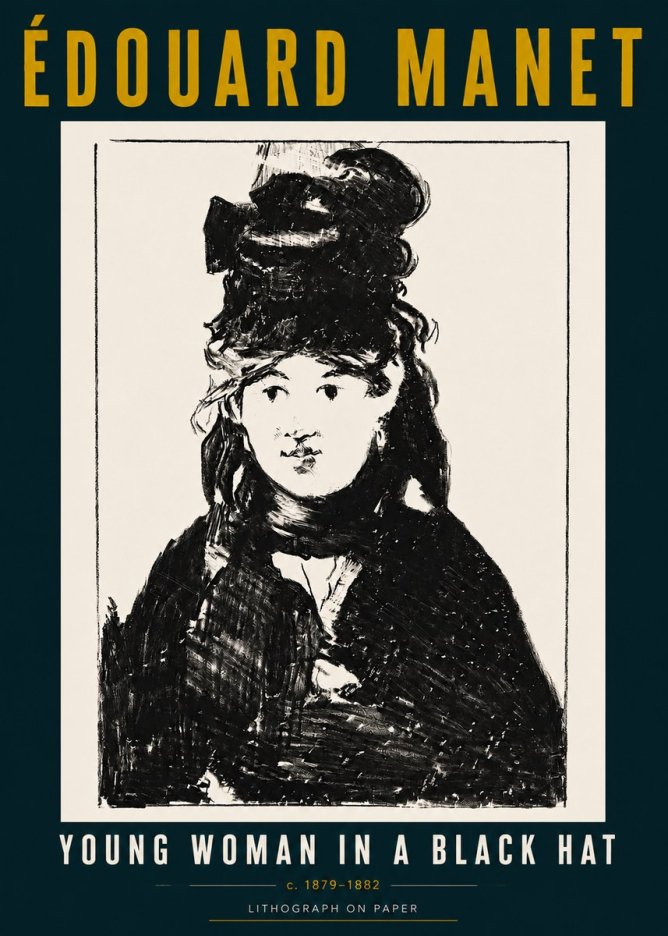 Édouard Manet Young Woman in a Black Hat II No5 - Juliste