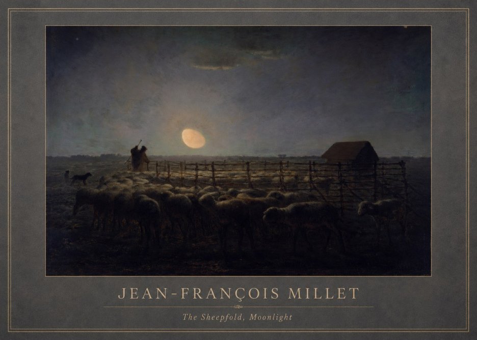 Jean-François Millet The Sheepfold, Moonlight No1 - Juliste