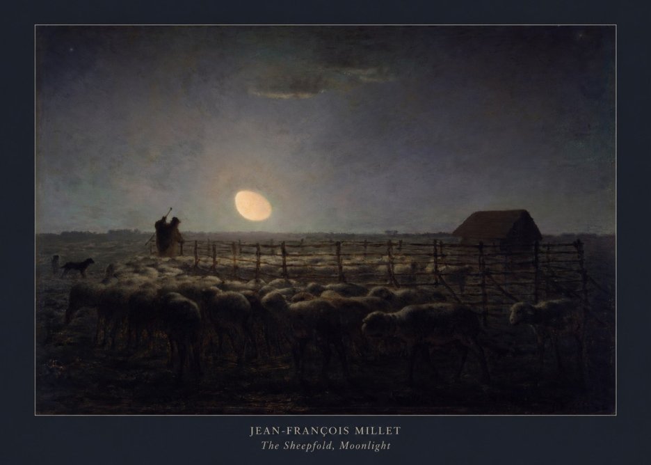 Jean-François Millet The Sheepfold, Moonlight No5 - Juliste