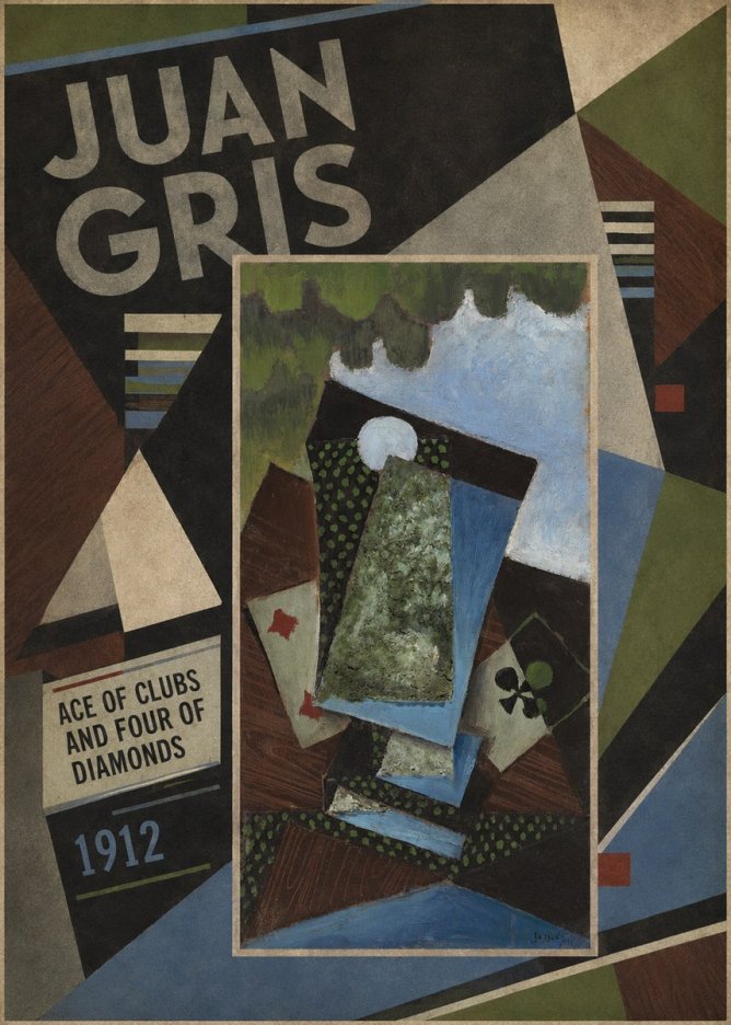 Juan Gris Ace of Clubs and Four of Diamonds No2 - Juliste