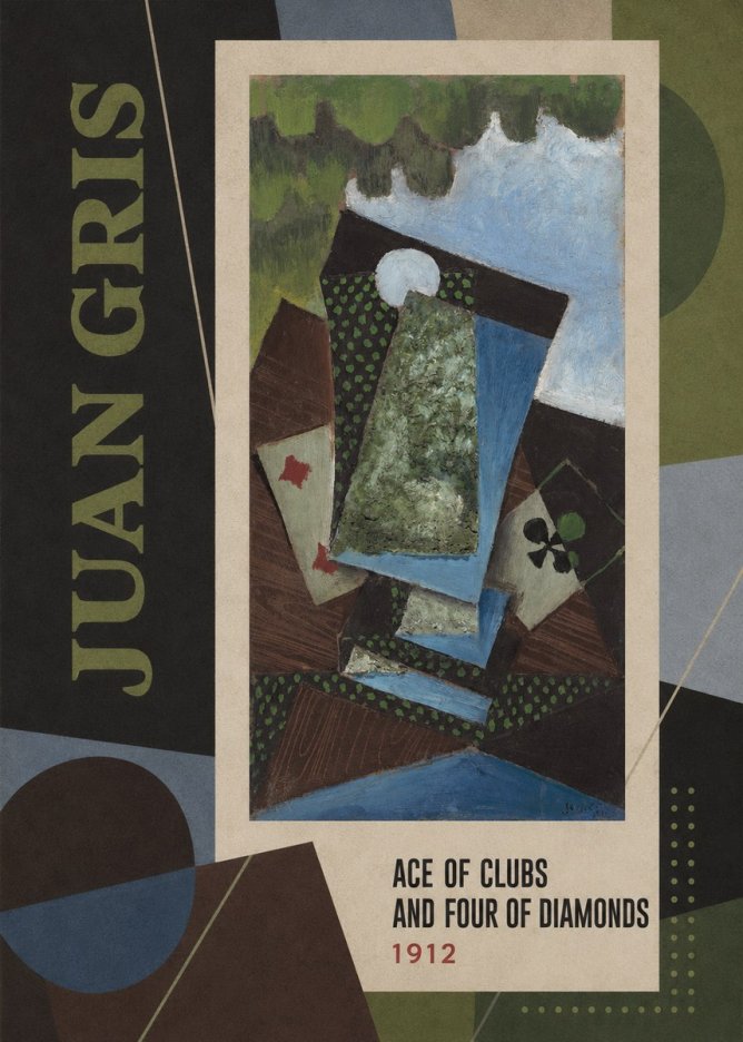 Juan Gris Ace of Clubs and Four of Diamonds No3 - Juliste