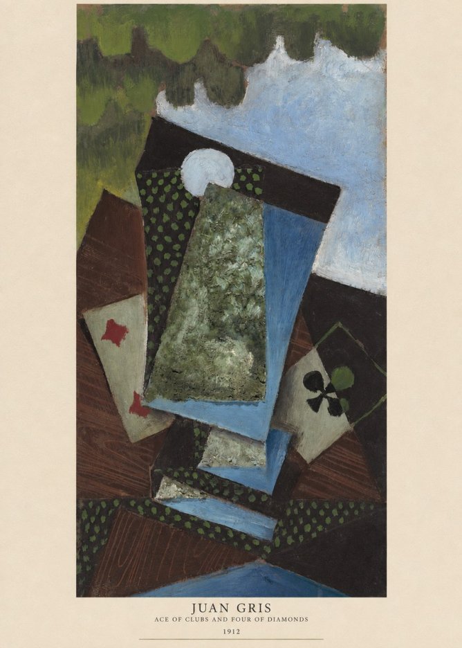 Juan Gris Ace of Clubs and Four of Diamonds No6 - Juliste