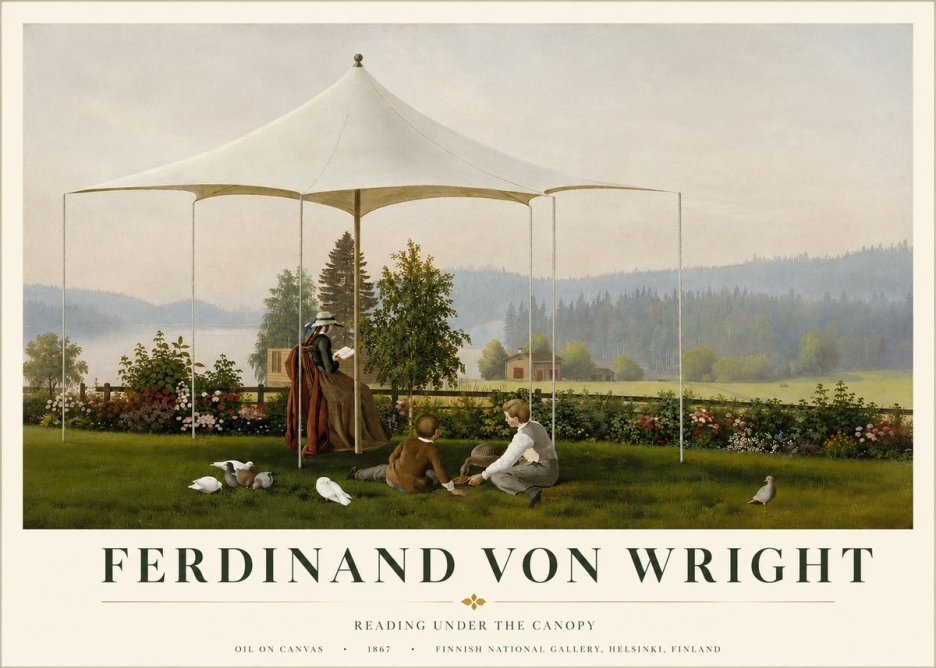 Ferdinand von Wright Reading Under the Canopy No3 - Juliste