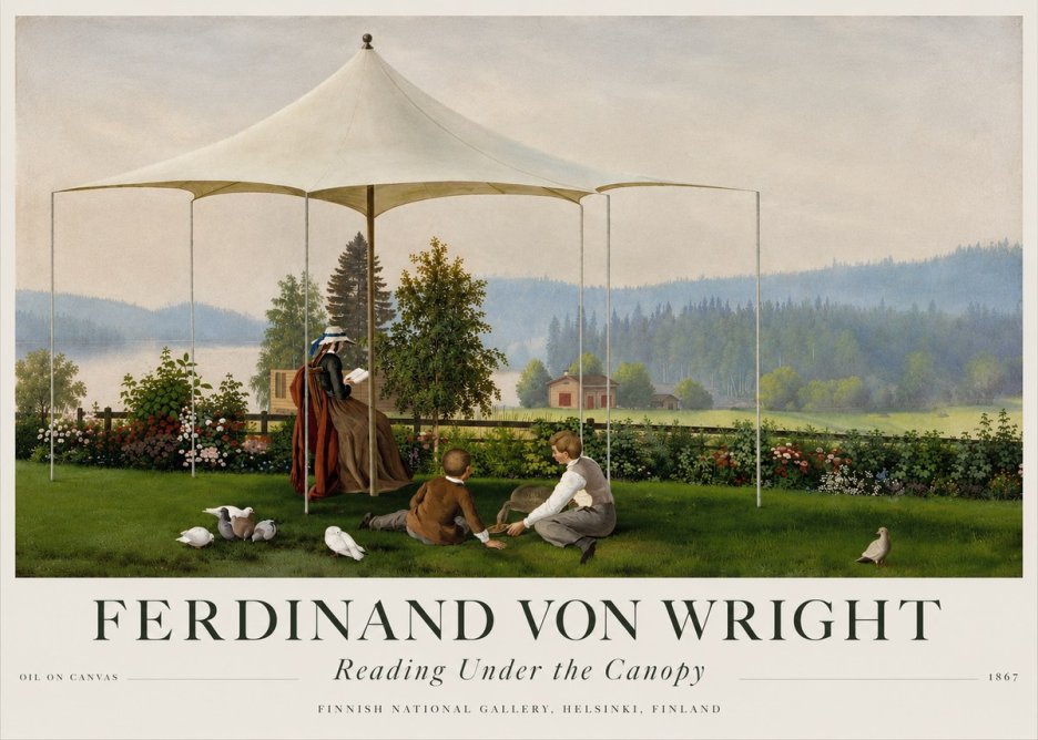 Ferdinand von Wright Reading Under the Canopy No4 - Juliste