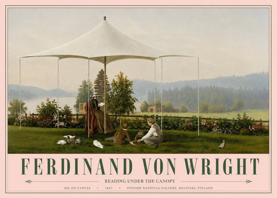 Ferdinand von Wright Reading Under the Canopy No6 - Juliste