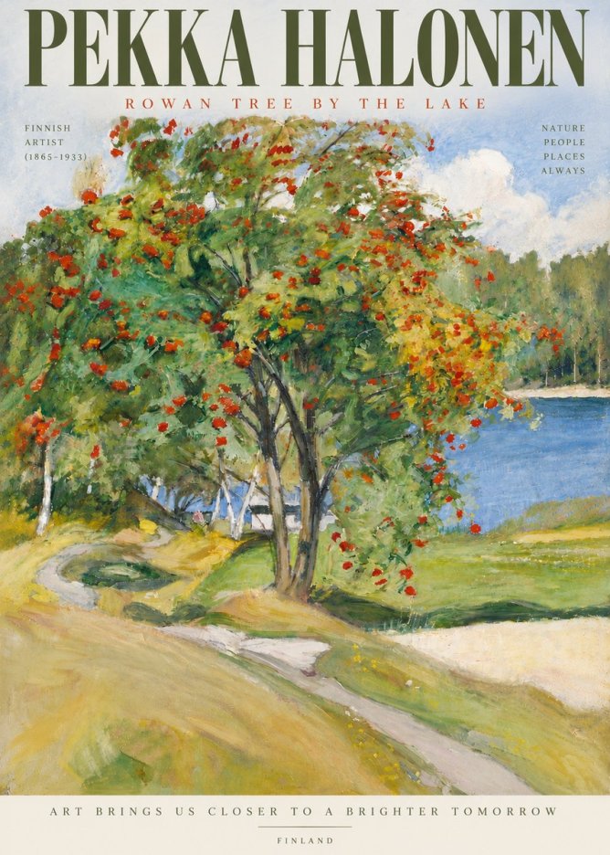 Pekka Halonen Rowan Tree by the Lake No4 - Juliste