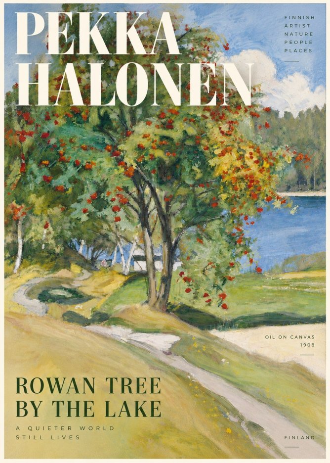Pekka Halonen Rowan Tree by the Lake No6 - Juliste