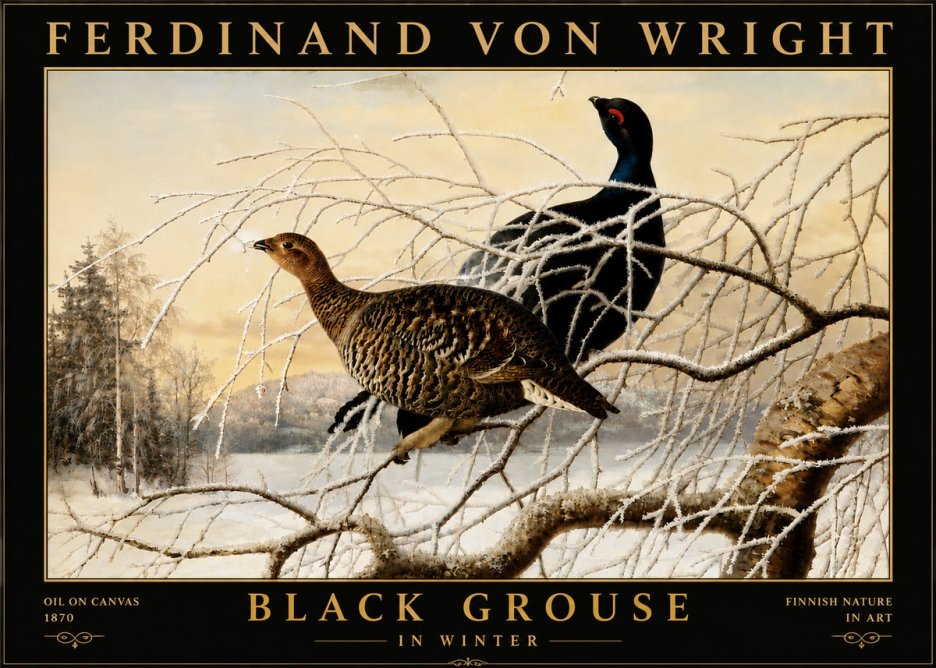 Ferdinand von Wright Black Grouse in Winter No6 - Juliste