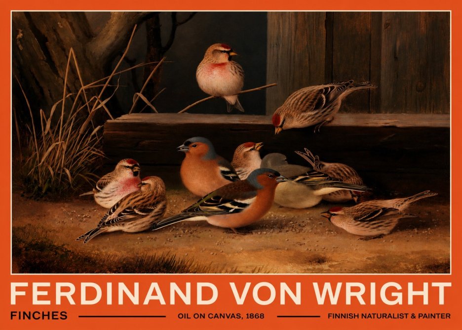 Ferdinand von Wright Finches No2 - Juliste