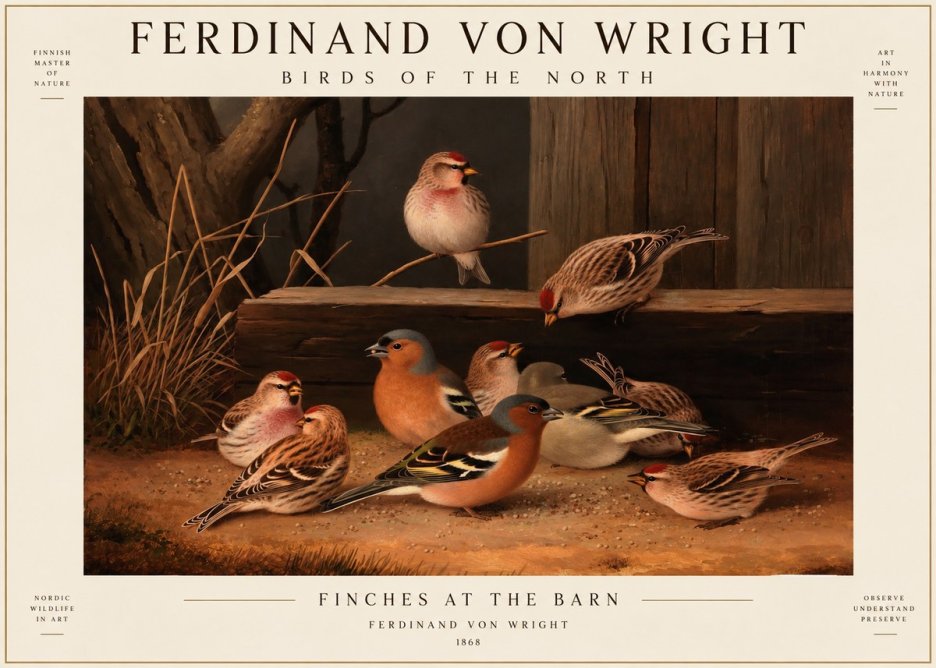 Ferdinand von Wright Finches No3 - Juliste