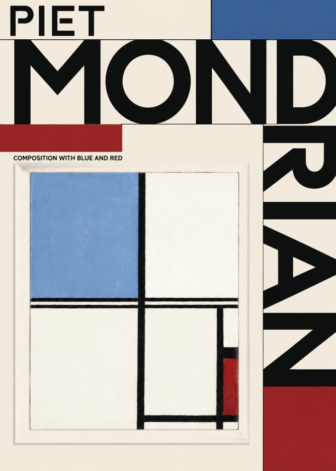 Piet Mondrian Composition with Blue and Red No3 - Juliste