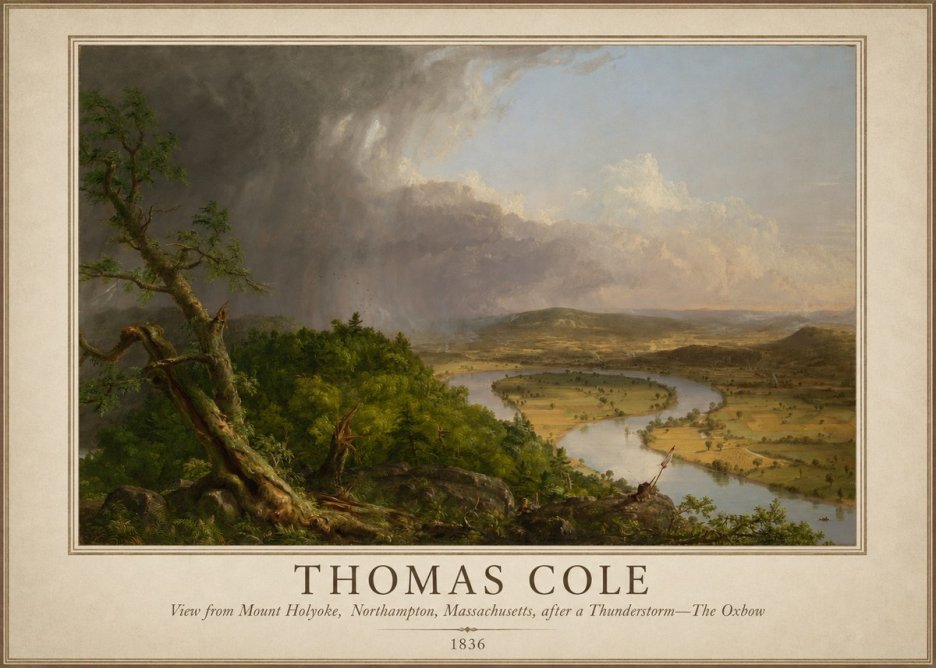 Thomas Cole View from Mount Holyoke, Northampton, Massachusetts, After a Thunderstorm—the Oxbow II No1 - Juliste