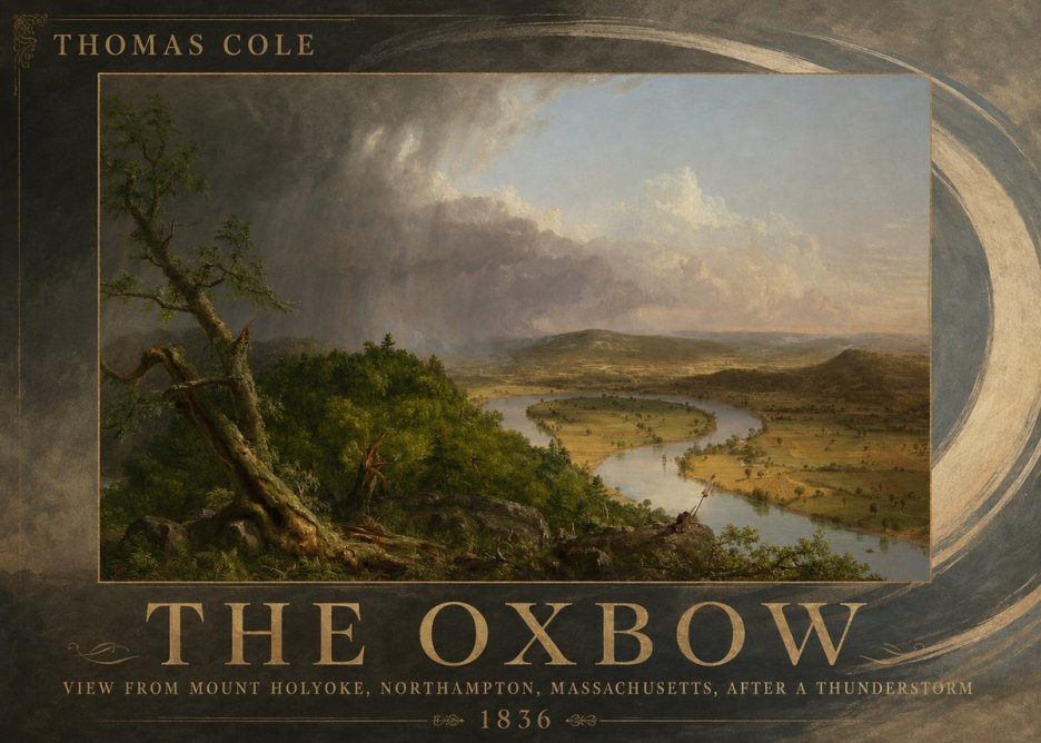 Thomas Cole View from Mount Holyoke, Northampton, Massachusetts, After a Thunderstorm—the Oxbow II No3 - Juliste