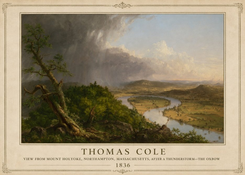 Thomas Cole View from Mount Holyoke, Northampton, Massachusetts, After a Thunderstorm—the Oxbow II No4 - Juliste