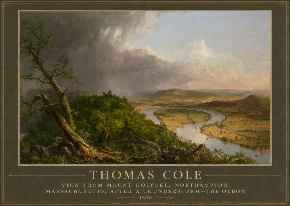 Thomas Cole View from Mount Holyoke, Northampton, Massachusetts, After a Thunderstorm—the Oxbow II No5 - Juliste