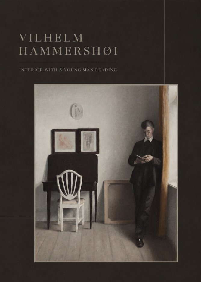 Vilhelm Hammershøi Interior with a Young Man Reading No3 - Juliste